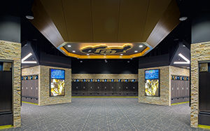 The top-of-the-line home team locker rooms are an asset in recruitment efforts.