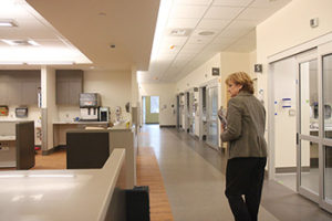 Kate Burke, marketing manager for Jefferson Health Care, leads a tour of Jefferson Health Care's Emergency and Specialty Services Building (ESSB). Photo Credit: PTLeader.com